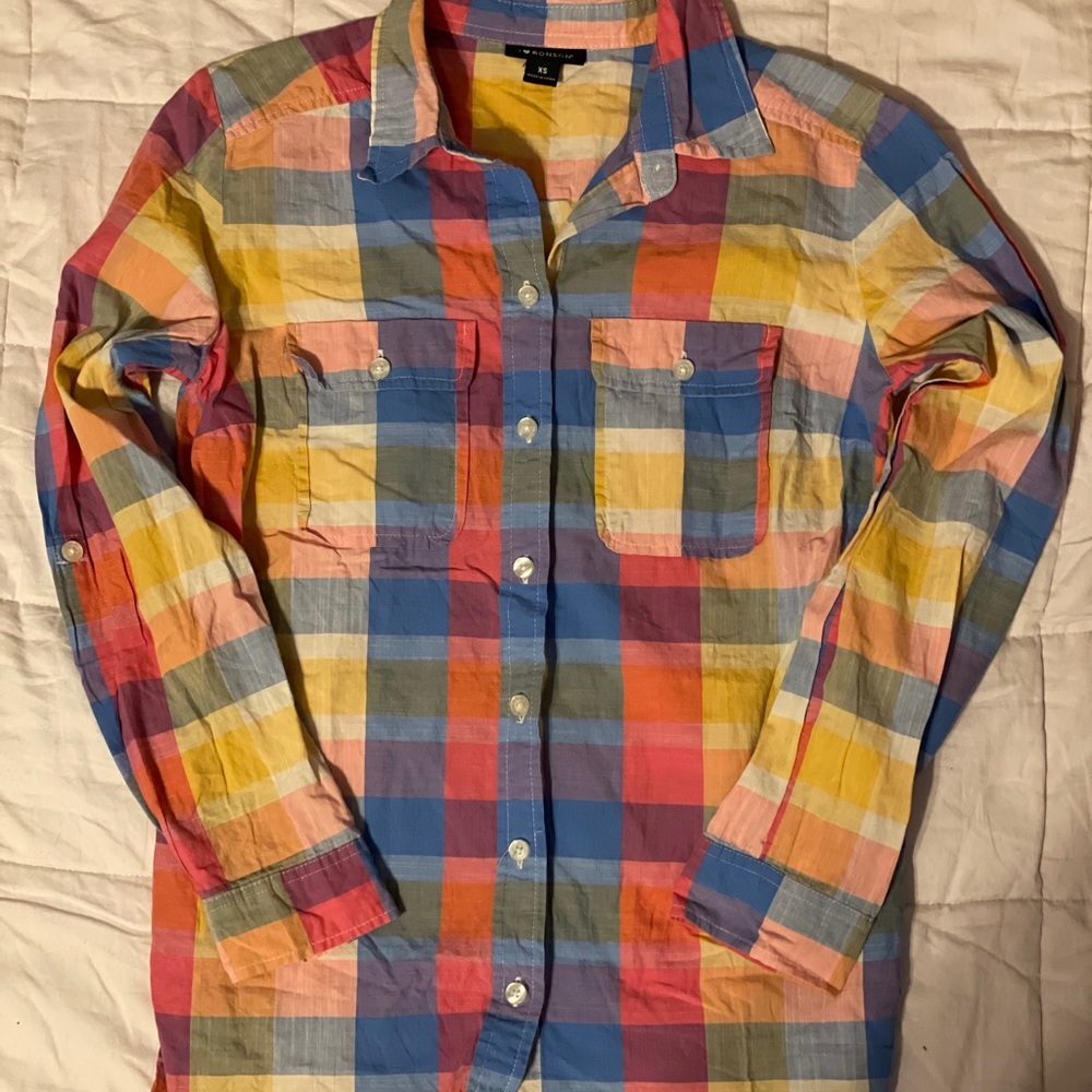 juniors checkered button up shirt